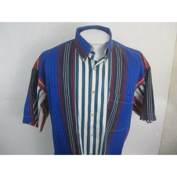 Loafers Reed St James vintage Men shirt short sleeve pit to pit 26 striped 1990s - Picture 4 of 7